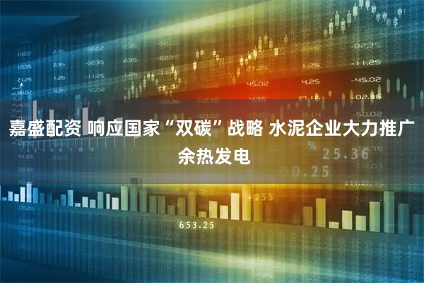 嘉盛配资 响应国家“双碳”战略 水泥企业大力推广 余热发电