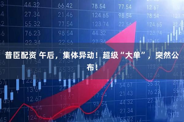 普臣配资 午后，集体异动！超级“大单”，突然公布！